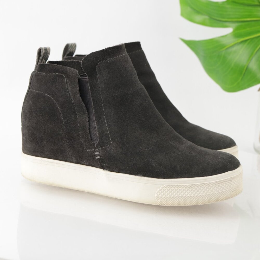Dolce Vita Womens Wess Sneaker Boot Size 8 Gray Suede Hidden Wedge PullOn Bootie